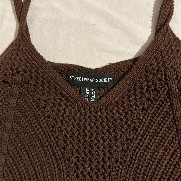 Streetwear Society Crochet Crop Top XL Brown EUC - Picture 3 of 9